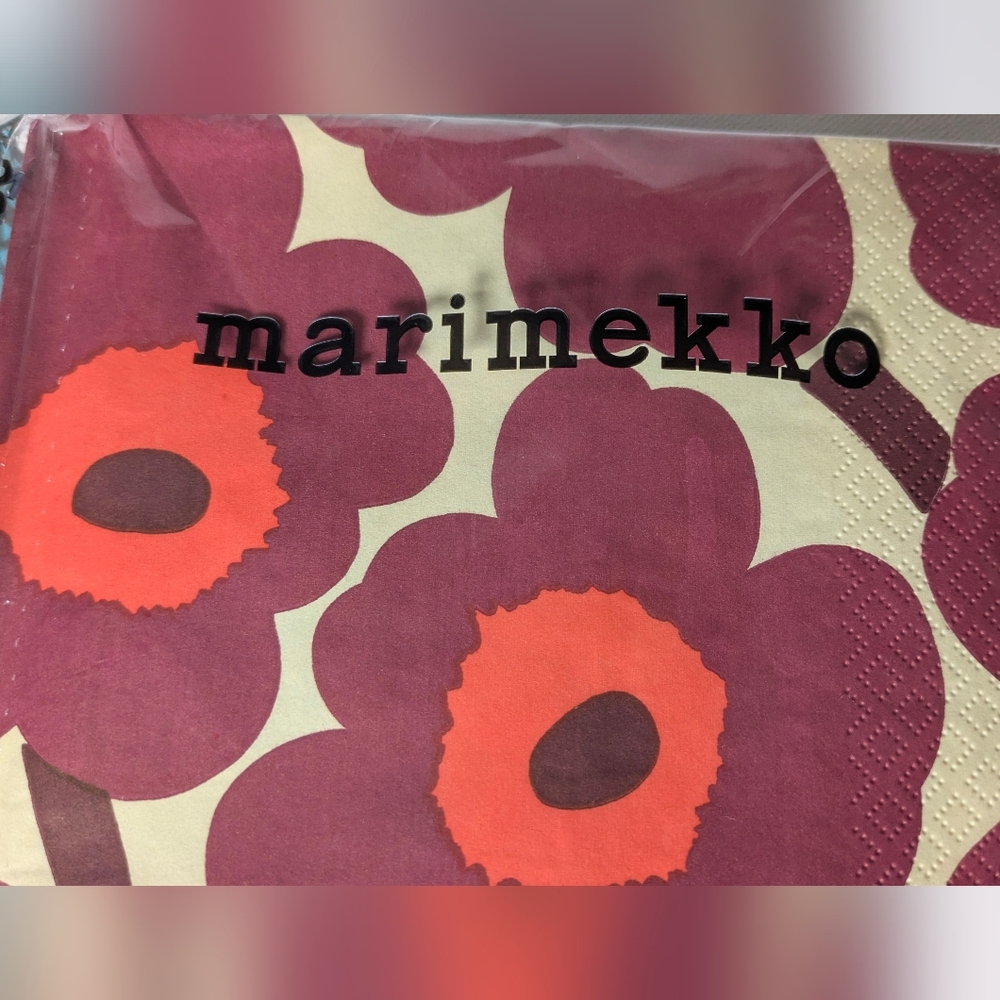 Marimekko 2 Pack Res Unikko Paper napkins 33x33cm 6.5" Dining Retro Floral - Picture 2 of 7